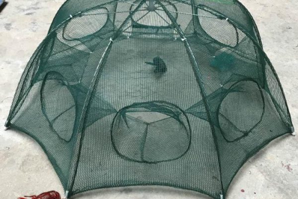 6 Holes Foldable Fishing Mesh Nylon Crab Shrimp Net 